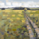 Landschaft in Oberberg: Ölmalerei von Frank Henning auf Leinwand, Pleinairmalerei die vor dem Motiv in Oberberg entstanden ist. Das Bild zeigt in impressionistischer Malweise die oberbergische Landschaft, grüne Weiden und attraktive Wanderwege.