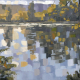 Irgendwo: Ölmalerei von Frank Henning auf Leinwand, Pleinairmalerei die vor dem Motiv entstanden ist. Das Bild zeigt in impressionistischer Malweise die Sieg, Botanik im Vor- und Hintergrund.