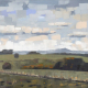Vor dem Regen: Ölmalerei von Frank Henning auf Leinwand, Pleinairmalerei die vor dem Motiv entstanden ist. Das Bild zeigt in impressionistischer Malweise die Landschaft mit dem Siebengebirgs-Panorama im Hintergrund.