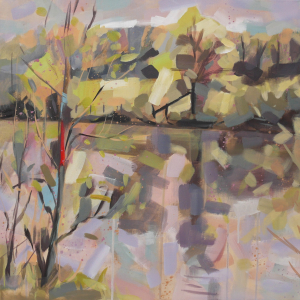 An der Sieg 7 | 60 x 60 cm | 2022 | Acryl auf Leinwand: Pleinairmalerei in Dattenfeld an der Sieg von Frank Henning. Frank Henning lebt und arbeitet in Nümbrecht im Oberbergischen Kreis, unweit von Köln in NRW, Deutschland.