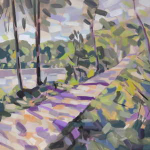 An der Sieg 12 | 60 x 60 cm | 2022 | Acryl auf Leinwand: Pleinairmalerei bei Eitorf an der Sieg von Frank Henning. Frank Henning lebt und arbeitet in Nümbrecht im Oberbergischen Kreis, unweit von Köln in NRW, Deutschland.