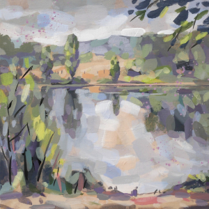 An der Sieg 14 | 40 x 40 cm | 2022 | Acryl auf Leinwand: Pleinairmalerei bei Eitorf an der Sieg von Frank Henning. Frank Henning lebt und arbeitet in Nümbrecht im Oberbergischen Kreis, unweit von Köln in NRW, Deutschland.