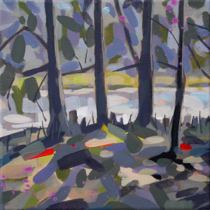 An der Sieg 16 | 30 x 30 cm | 2022 | Acryl auf Leinwand: Pleinairmalerei bei Eitorf an der Sieg von Frank Henning. Frank Henning lebt und arbeitet in Nümbrecht im Oberbergischen Kreis, unweit von Köln in NRW, Deutschland.