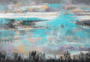Seascape in turquoise and ochre